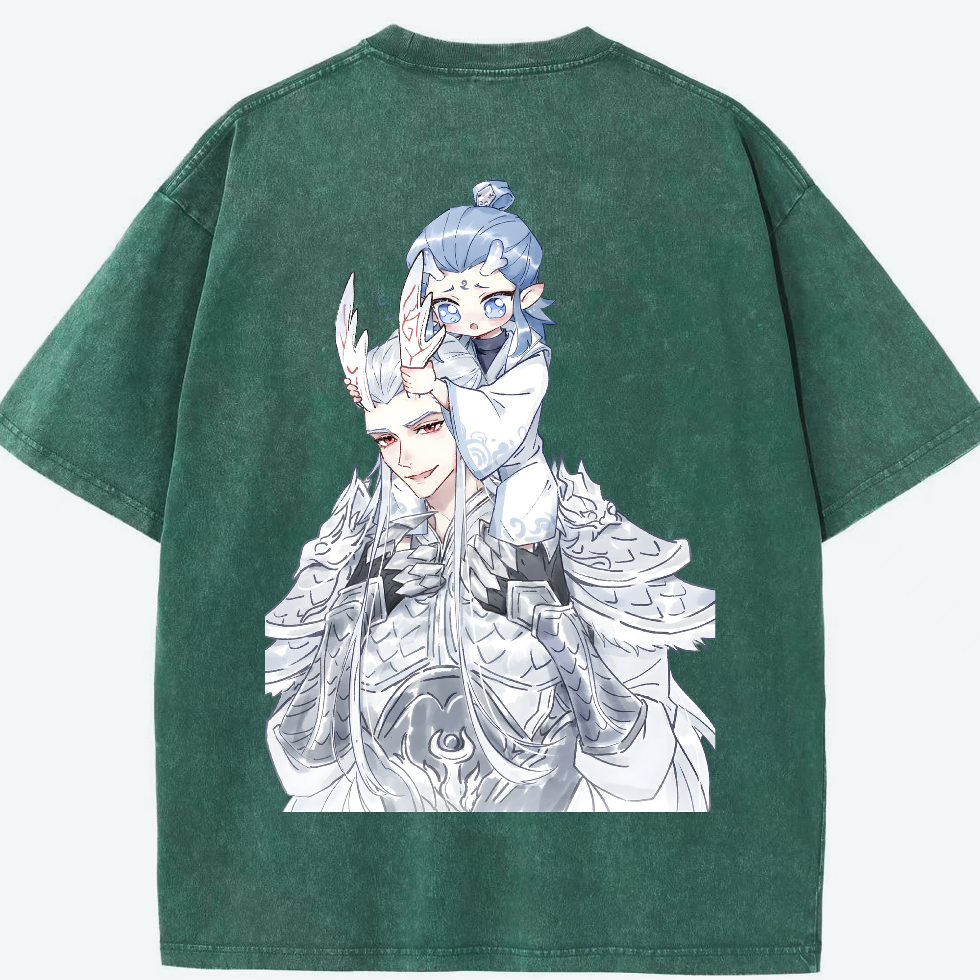 （画像用） Ne Zha 2 ナタ 魔童の大暴れ 綿100% ヴィンテージ風 半袖Tシャツ（背面プリント）